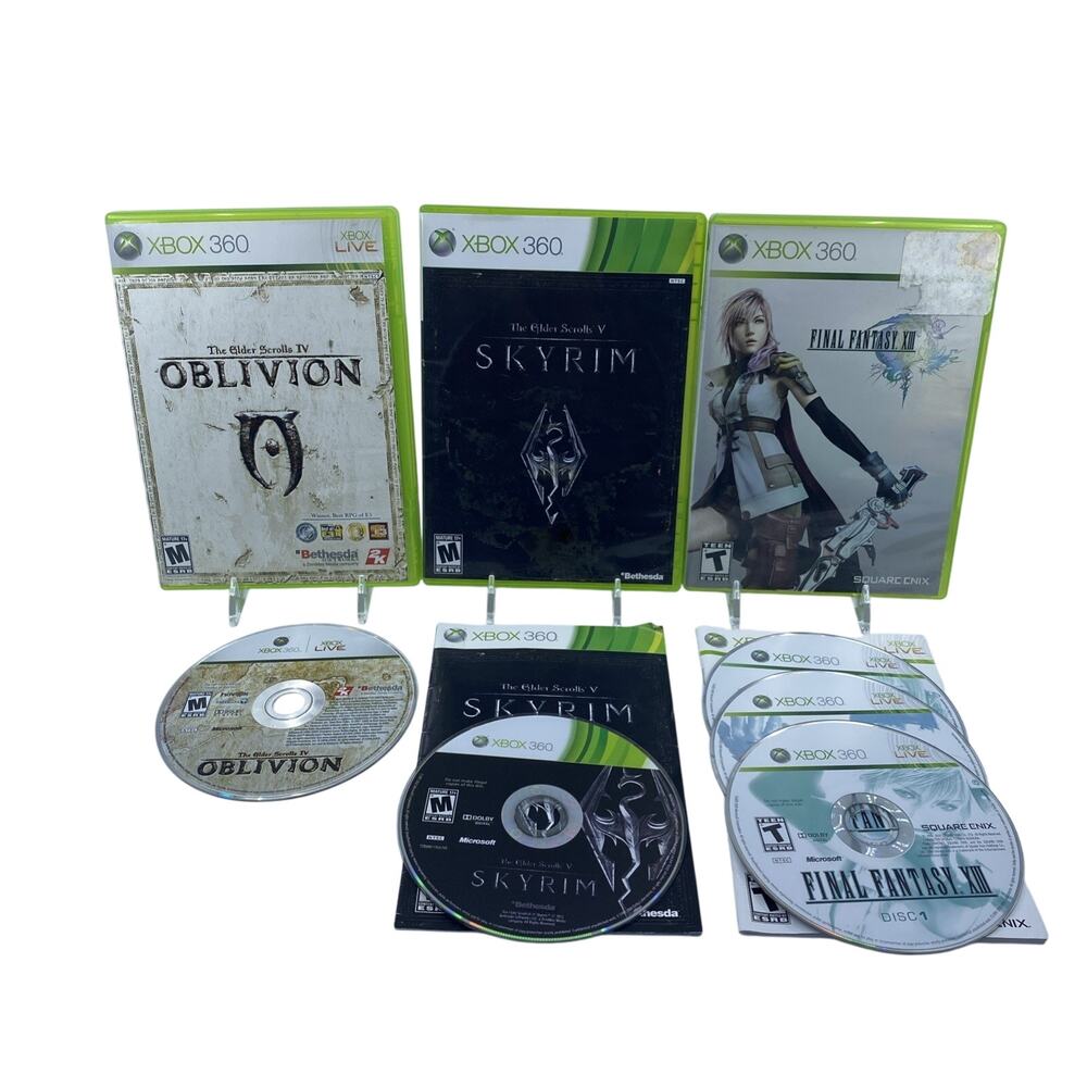 Xbox 360 RPG 3 Game Lot Final Fantasy XIII Oblivion Skyrim Bethesda Square Enix